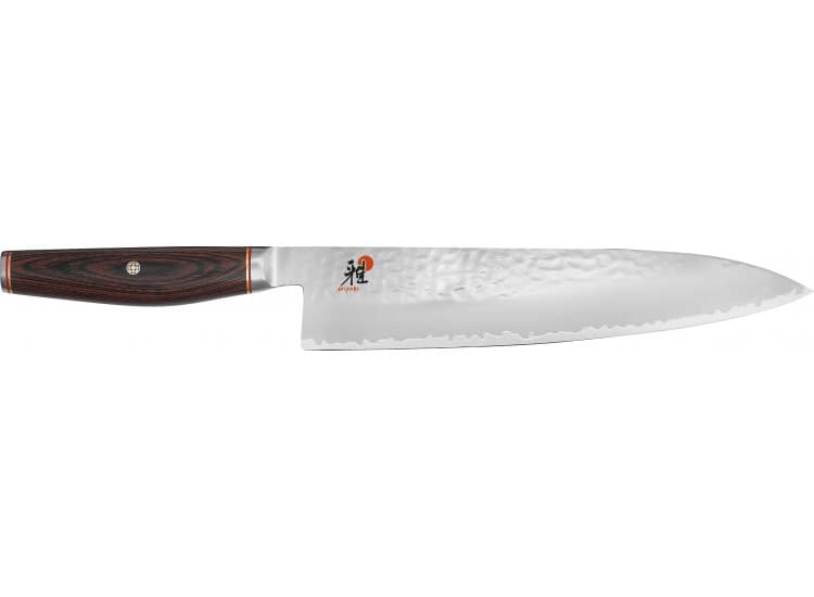 Couteau de chef japonais miyabi 6000mct lame martelée 24cm + manche en pakka