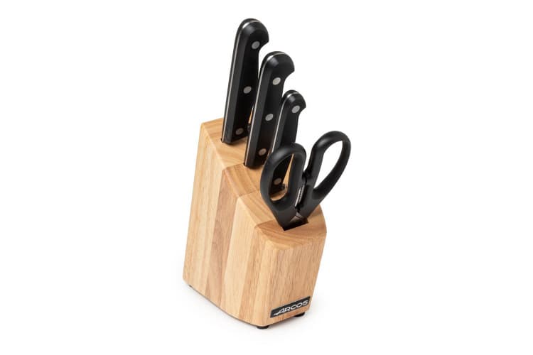 Bloc en bois de 3 couteaux de cuisine + ciseaux arcos universal