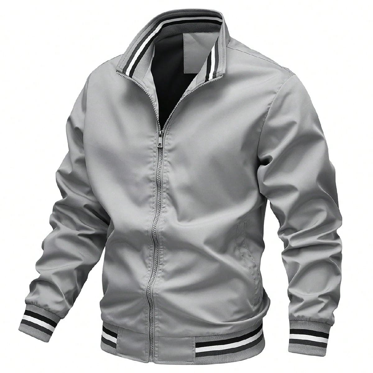 Nouveauté De L'automne 2023 Veste Pour Homme À Col Montant Unie, Cardigan Mince Décontracté Et À La Mode, Manteau De Sport